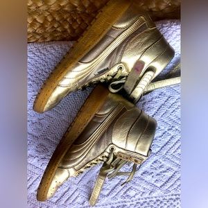 PUMA SKY II HI Metallic Gold High Hi Top Sneakers Shoes Women’s Size 8